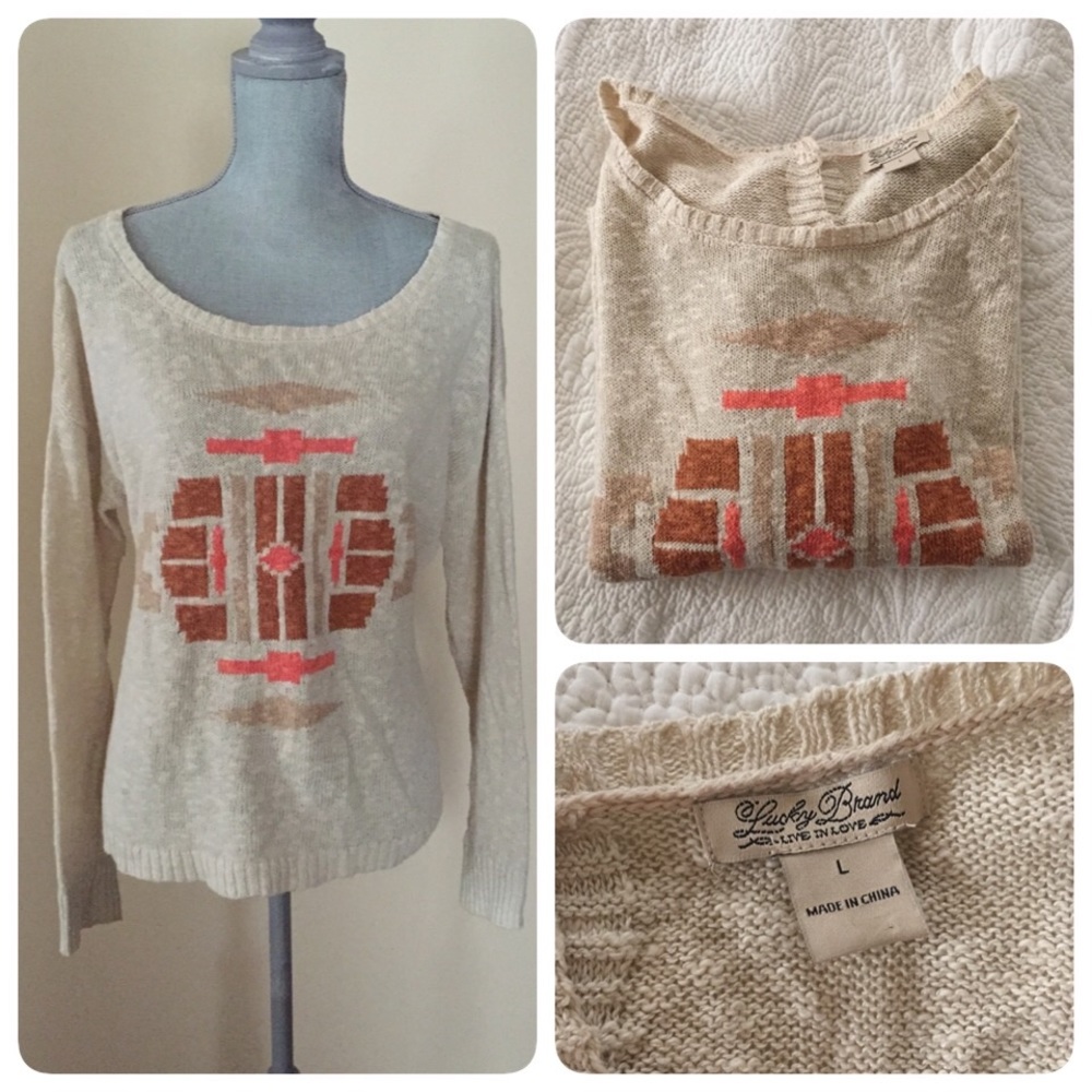 Lucky Brand print sweater, L
